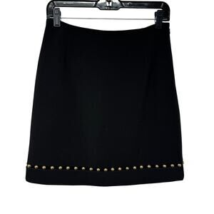 Michael Kors Womens Black Gold Beaded Stretch Mini Skirt A Line Size 2 XS